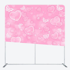 Lofaris Pink Romantic Heart Bubbles Square Tension Backdrop