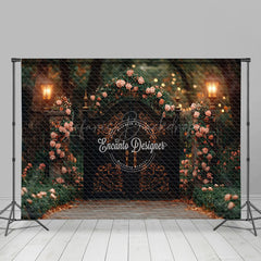 Lofaris Pink Rose Greenery Luxury Gate Wedding Photo Backdrop