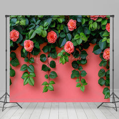 Lofaris Pink Rose Greenery Valentines Vibe Room Set Backdrop