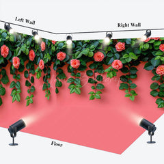 Lofaris Pink Rose Greenery Valentines Vibe Room Set Backdrop