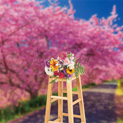 Lofaris Pink Sakura Tree Lined Path Spring Park Backdrop