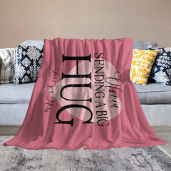 Lofaris Pink Sending A Big Hug Mom Gift Custom Text Blanket