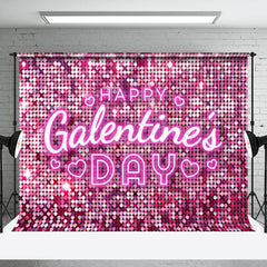 Lofaris Pink Sequins Glitter Happy Valentines Day Backdrop