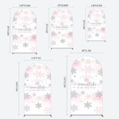 Lofaris Pink Silver Snowflake Baby Shower Arch Backdrop