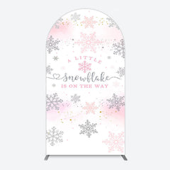 Lofaris Pink Silver Snowflake Baby Shower Arch Backdrop