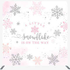 Lofaris Pink Silver Snowflake Baby Shower Square Backdrop