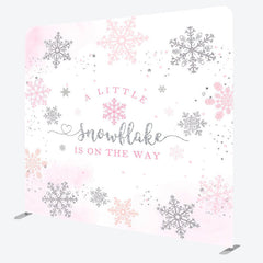 Lofaris Pink Silver Snowflake Baby Shower Square Backdrop