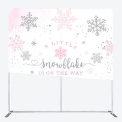 Lofaris Pink Silver Snowflake Baby Shower Square Backdrop