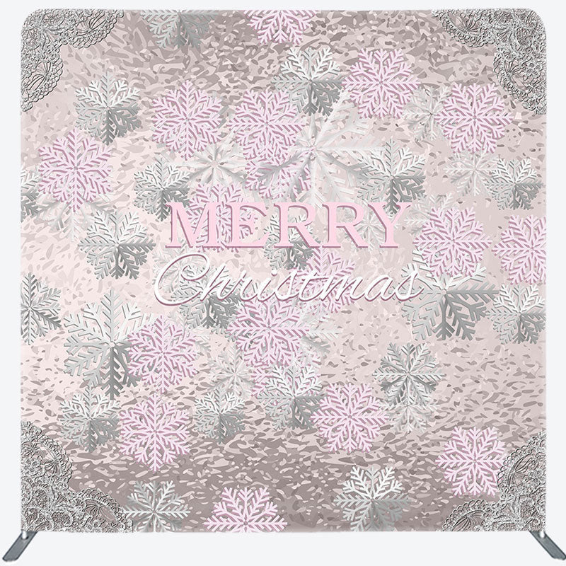 Lofaris Pink Sliver Snowflake Christmas Pillow Case Backdrop