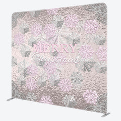 Lofaris Pink Sliver Snowflake Christmas Pillow Case Backdrop