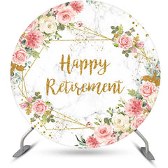 Lofaris Pink Spring Floral Marbled Round Retirement Backdrop