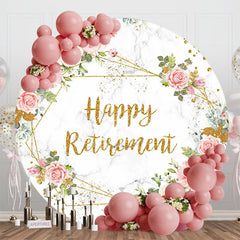 Lofaris Pink Spring Floral Marbled Round Retirement Backdrop