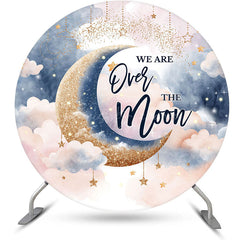 Lofaris Pink Starry Night Moon Round Baby Shower Backdrop