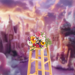 Lofaris Pink Sunset Sky Candyland Cake Smash Photo Backdrop