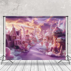 Lofaris Pink Sunset Sky Candyland Cake Smash Photo Backdrop