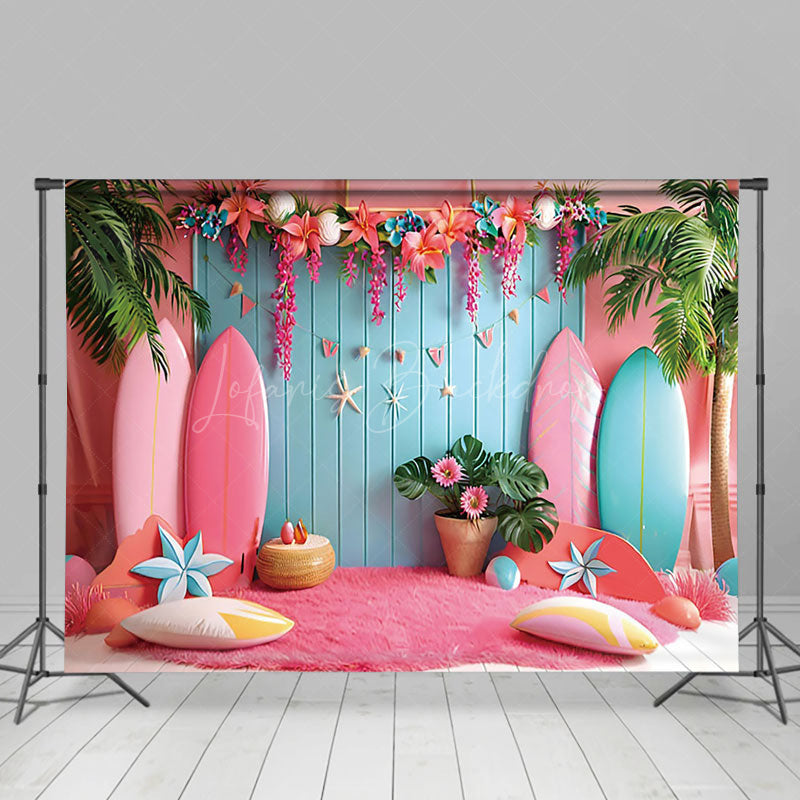 Lofaris Pink Surfing Board Summer Photography Backdrop For Studio