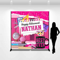 Lofaris Pink Teaching Tools Custom Name Retirement Backdrop