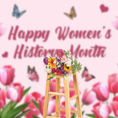 Lofaris Pink Tulip Butterfly Womens History Month Backdrop