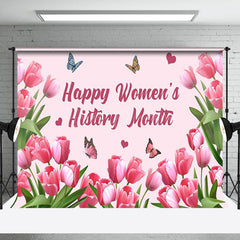 Lofaris Pink Tulip Butterfly Womens History Month Backdrop