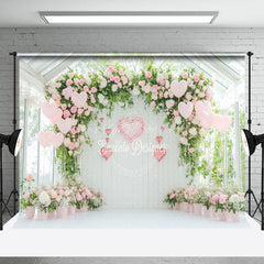 Lofaris Pink Valentines Vibe Floral Greenhouse Backdrop