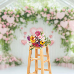 Lofaris Pink Valentines Vibe Floral Greenhouse Backdrop