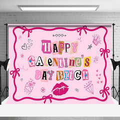 Lofaris Pink Vibe Bow Tie Lip Happy Galentines Day Backdrop