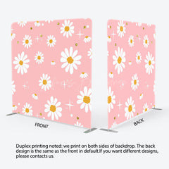 Lofaris Pink White Daisy Floral Sparkle Pillow Cover Backdrop