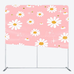 Lofaris Pink White Daisy Floral Sparkle Pillow Cover Backdrop