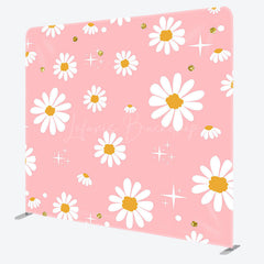 Lofaris Pink White Daisy Floral Sparkle Pillow Cover Backdrop