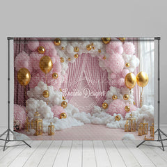 Lofaris Pink White Fairy Cloud Balloons Cake Smash Backdrop