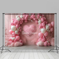 Lofaris Pink White Floral Balloon Valentines Day Backdrop