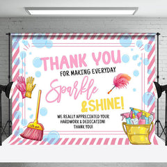 Lofaris Pink White Sparkle Happy Housekeeping Day Backdrop