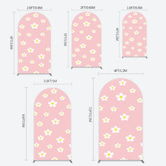 Lofaris Pink White Yellow Daisy Floral Birthday Arch Backdrop