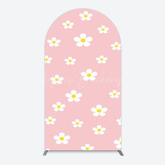 Lofaris Pink White Yellow Daisy Floral Birthday Arch Backdrop