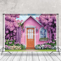 Lofaris Pink Wood Garden House Dense Floral Spring Backdrop