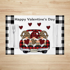 Lofaris Plaid Truck Gnome Valentines Day Set Of 4 Placemats