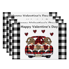 Lofaris Plaid Truck Gnome Valentines Day Set Of 4 Placemats