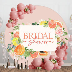 Lofaris Plant Fruits Lemon Pink Round Bridal Shower Backdrop