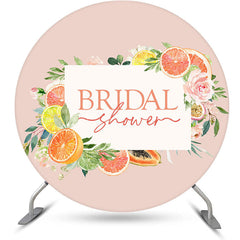 Lofaris Plant Fruits Lemon Pink Round Bridal Shower Backdrop