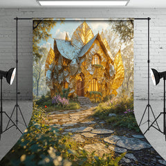 Lofaris Plant Leaves Cabin Forest Scene Path Photo Backdrop