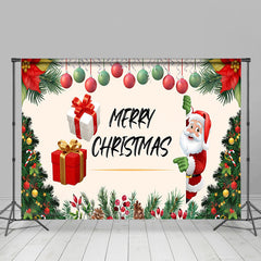 Lofaris Poinsettia Cherry Santa Claus Gift Christmas Backdrop