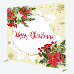 Lofaris Poinsettia Gold Ice Crystals Merry Christmas Backdrop