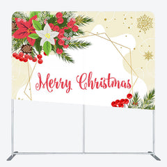 Lofaris Poinsettia Gold Ice Crystals Merry Christmas Backdrop