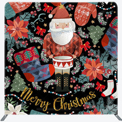 Lofaris Poinsettia Santa Claus Christmas Pillow Case Backdrop