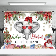 Lofaris Poinsettia White Elephant Gift Exchange Backdrop