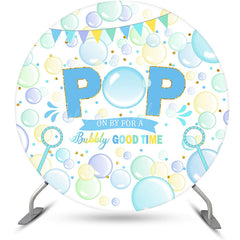 Lofaris Pop On Bubbly Good Time Round Baby Shower Backdrop