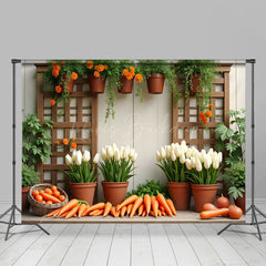 Lofaris Potted Plant Floral Greenery Carrot Spring Backdrop