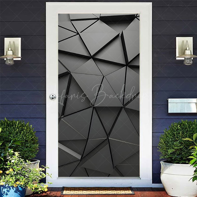 Lofaris Premium Metallic Gray Geometric Pattern Door Cover