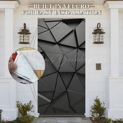 Lofaris Premium Metallic Gray Geometric Pattern Door Cover