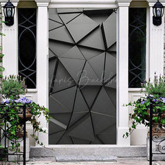 Lofaris Premium Metallic Gray Geometric Pattern Door Cover